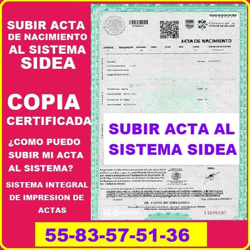 subir acta de nacimiento al sistema sidea